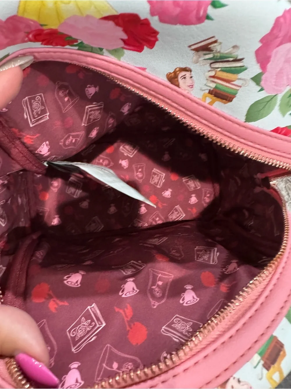 Loungefly Disney Belle Floral Mini Backpack - Pink, Red & White